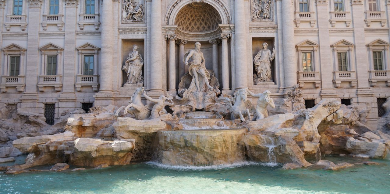 Fontana di Trevi Fountain, iconic sculpted rococo fountain, famous landmark, Rome, Italy