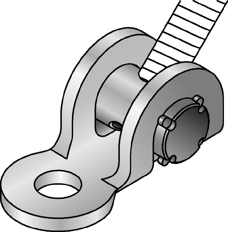 MQS-CH Galvanised pre-assembled threaded rod brace connector with increased load capacity for mounting to base material